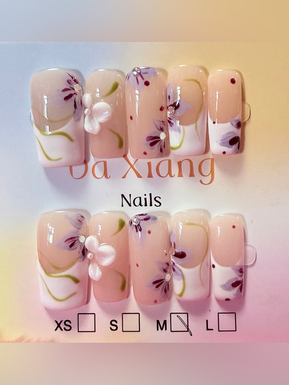 Floral Pink Press-On Nail Set